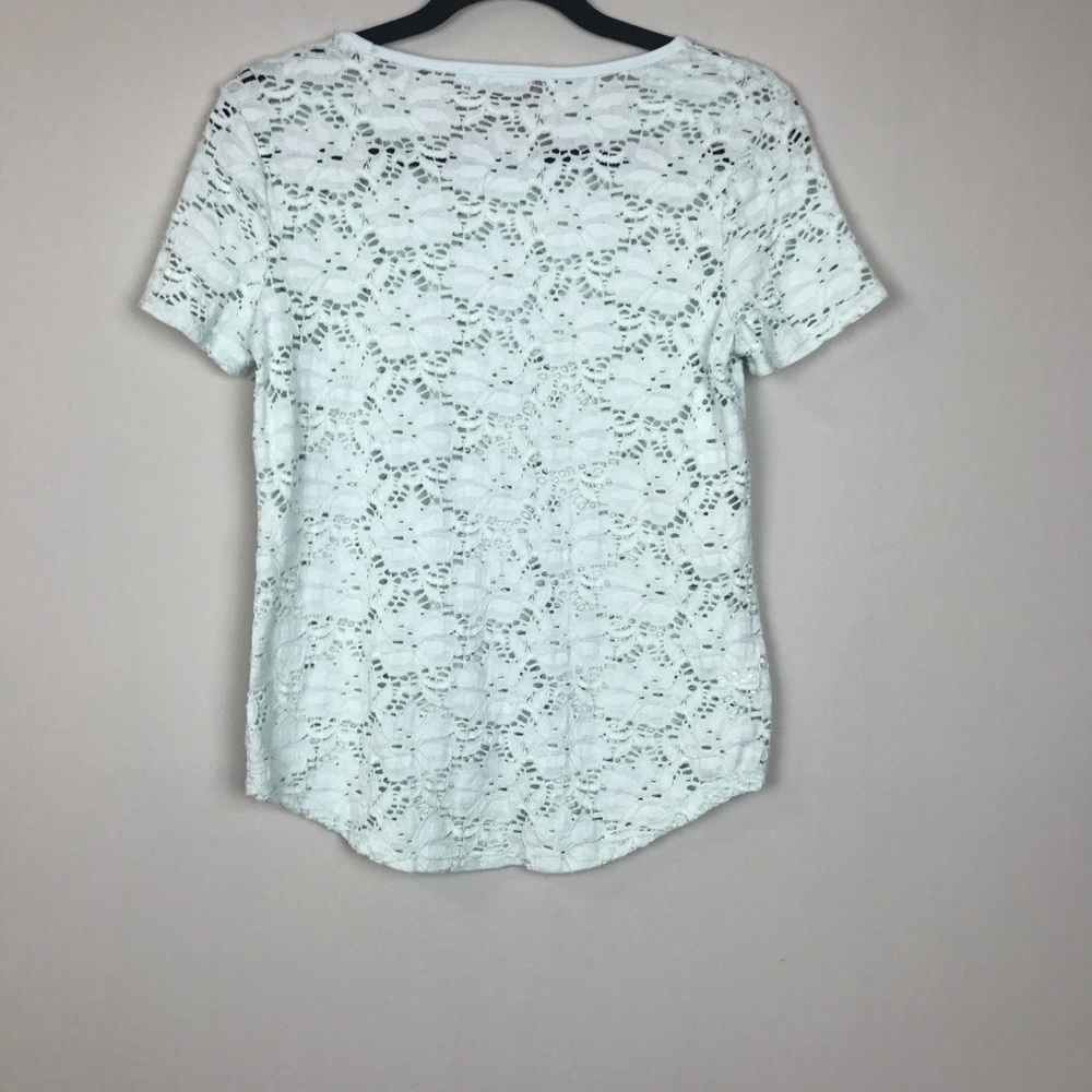 ANN TAYLOR LOFT lace knit blouse top small Sz S - Picture 6 of 8